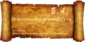 Bukovinszky Annamária névjegykártya